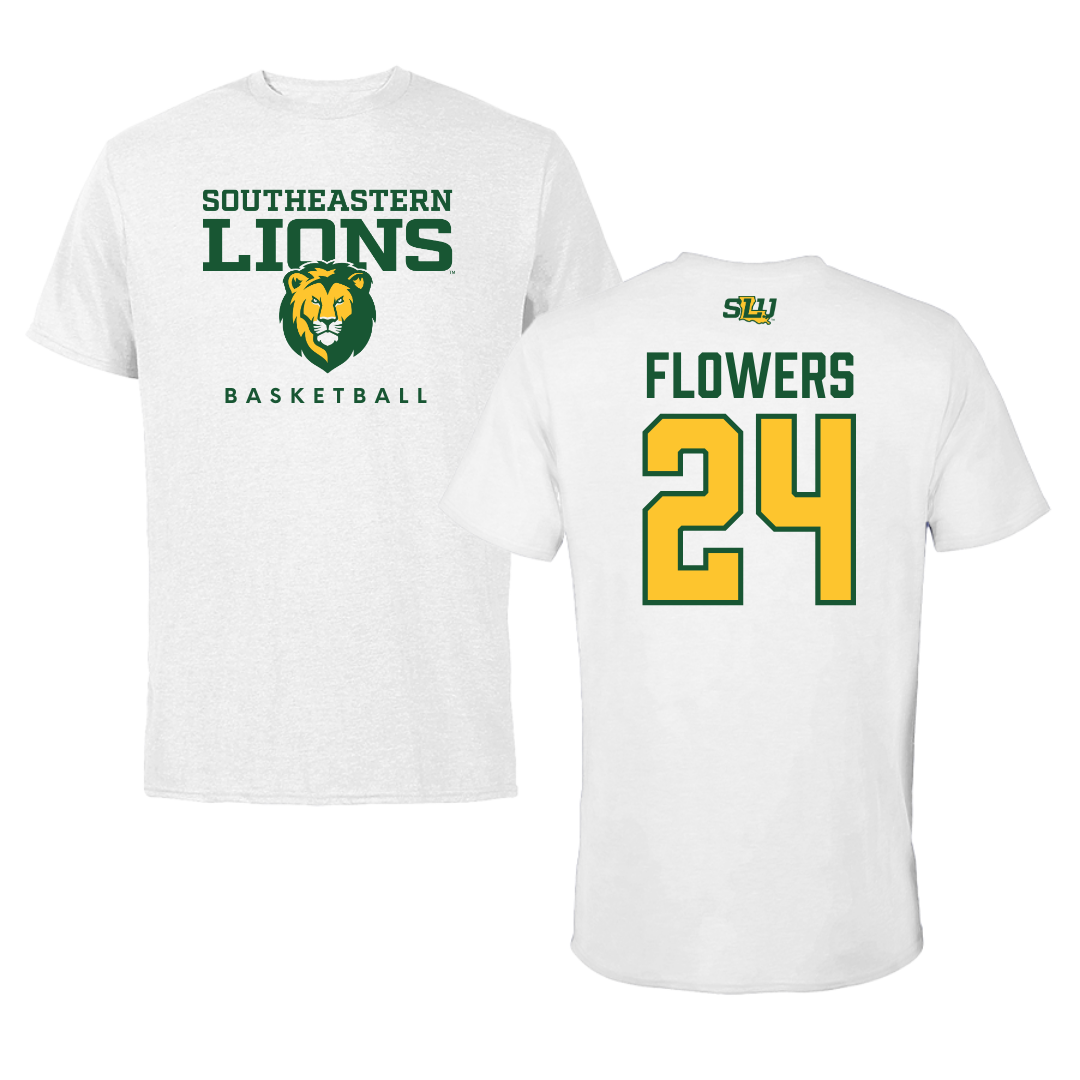 Camiseta blanca de baloncesto de la Universidad Southeastern Louisiana - #24 Dijone' Flowers