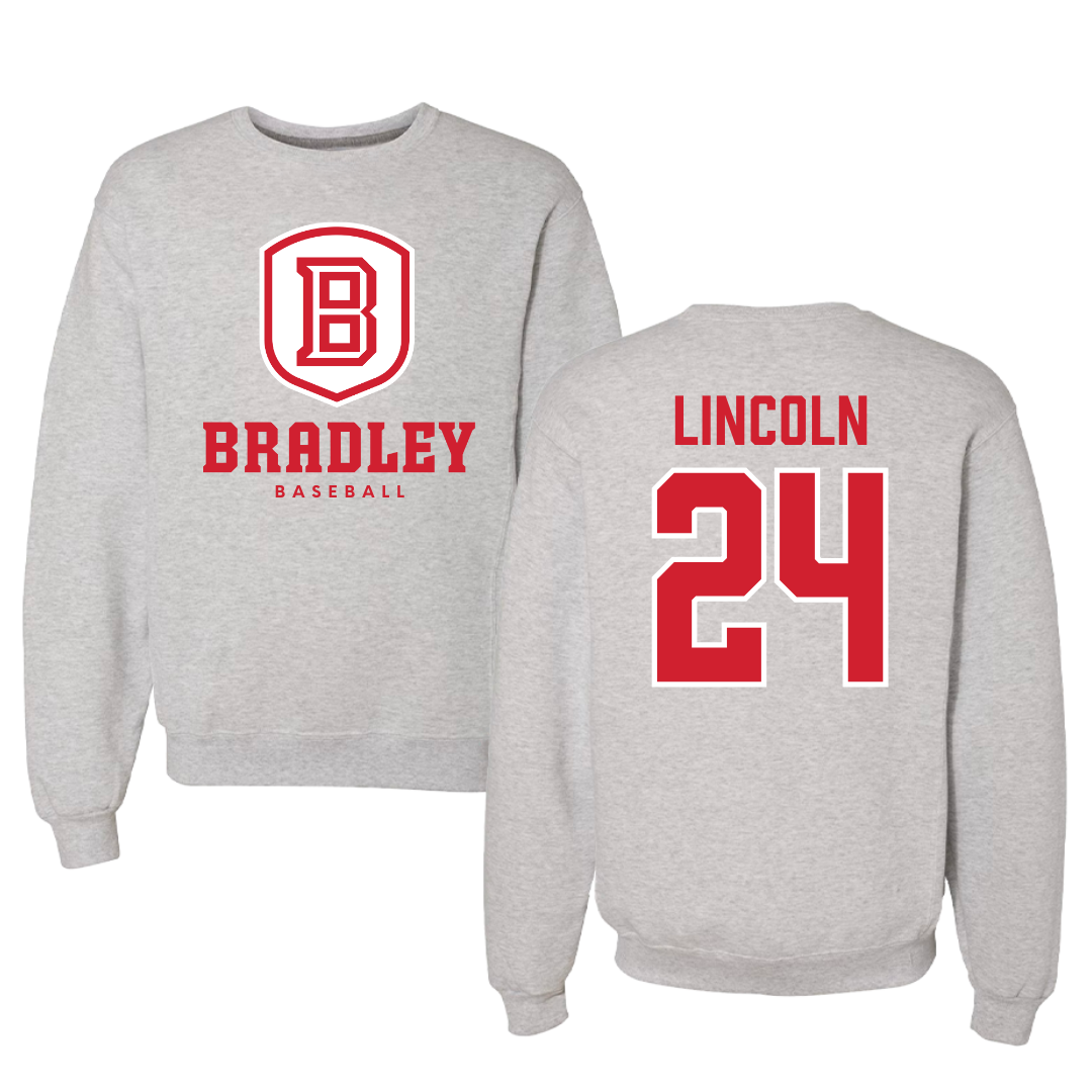 Bradley University Baseball Gray Crewneck - #24 Jack Lincoln