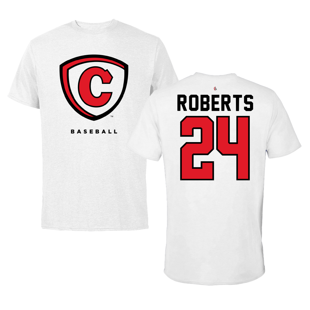 Carthage College Baseball White Tee - #24 Brendan Roberts