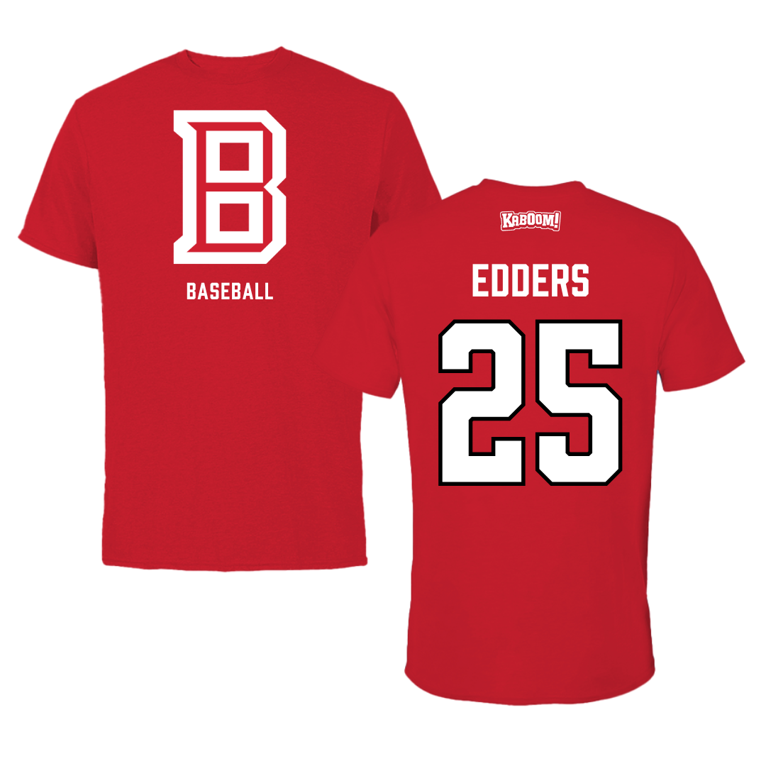 Bradley University Baseball Red Block Tee - #25 Noah Edders