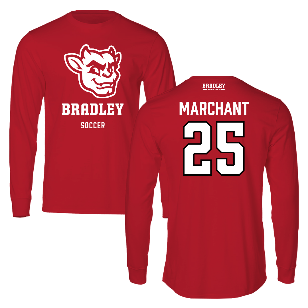 Bradley University Soccer Red Mascot Long Sleeve - #25 Christopher Marchant
