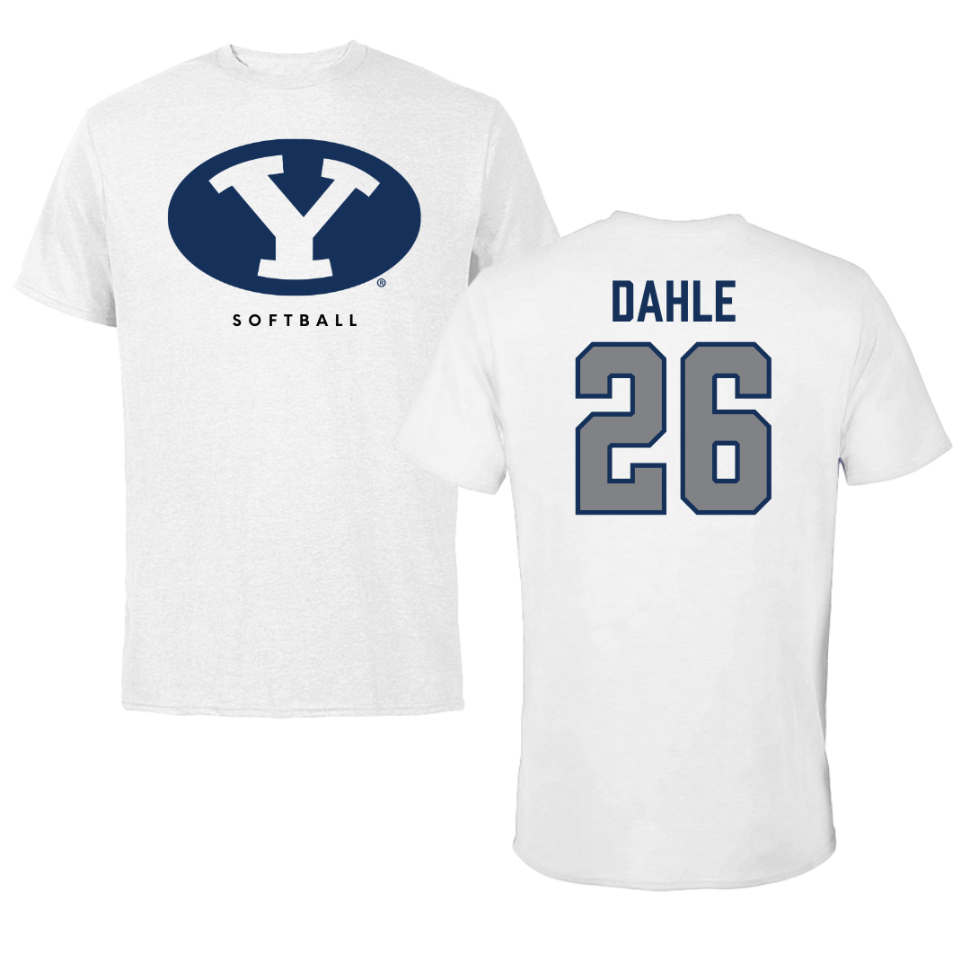 Brigham Young University Softball White Tee  - #26 Kate Dahle