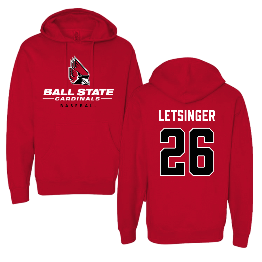 Ball State University Baseball Red Hoodie  - #26 Lucas Letsinger