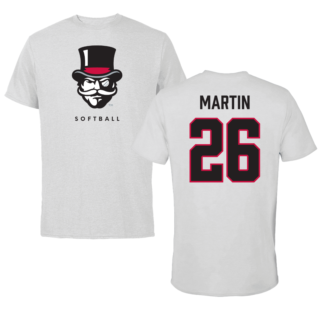 Austin Peay State University Softball Gray Mascot Tee - #26 Ashley Martin