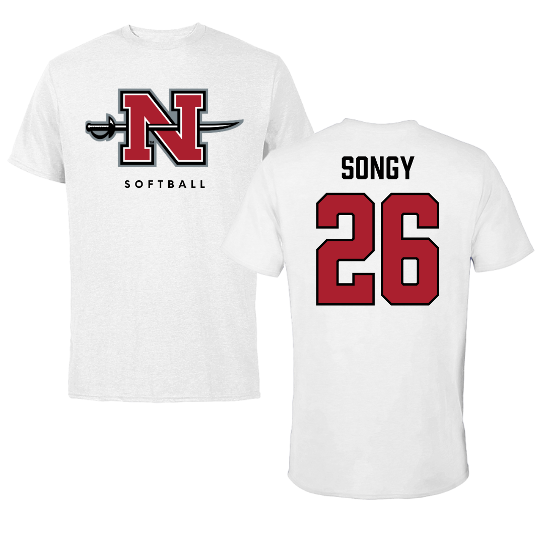 Nicholls State University Softball White Tee  - #26 Brynne Songy