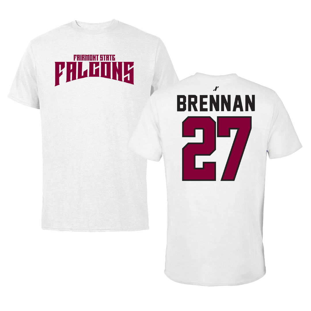Fairmont State University Baseball White Classic Tee - #27 Zach Brennan