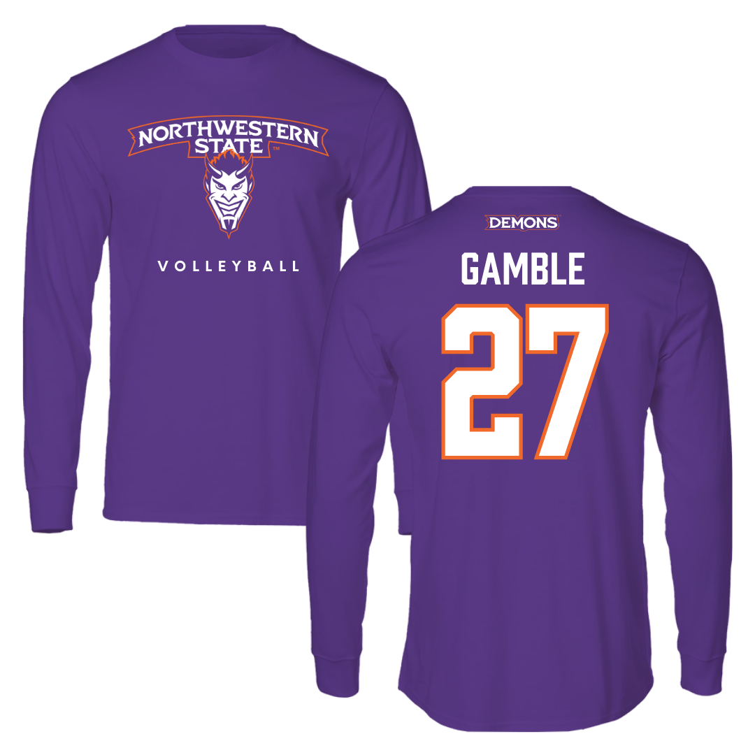 Northwestern State University Volleyball Purple Long Sleeve  - #27 Jordan Gamble