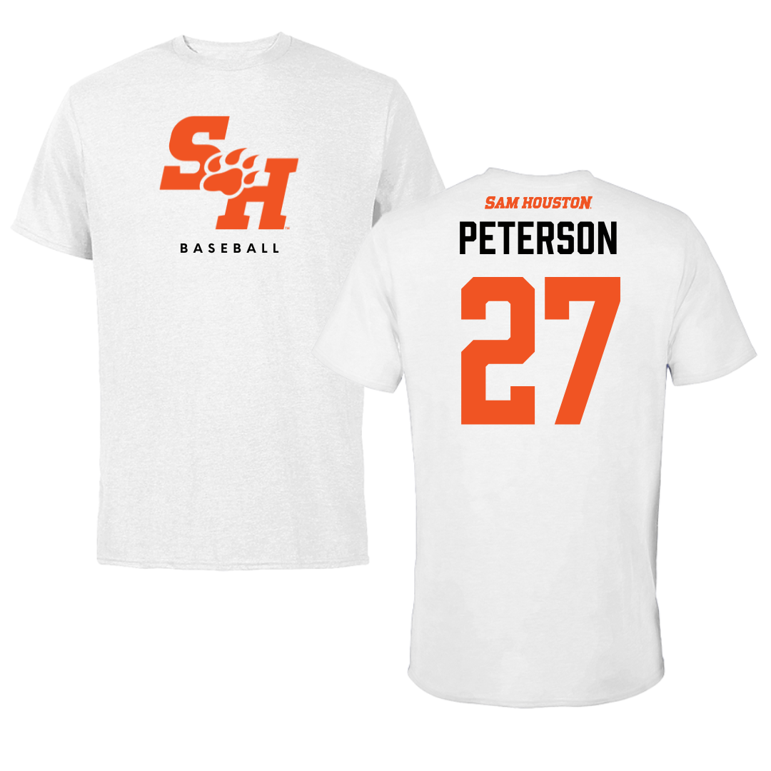 Sam Houston State University Baseball White Tee  - #27 Ryan Peterson