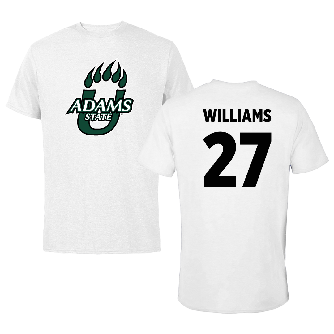 Adams State University Basketball White Tee  - #27 Destan Williams