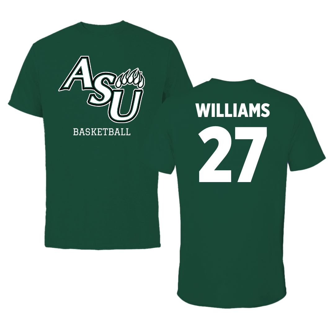 Adams State University Basketball Green Tee  - #27 Destan Williams