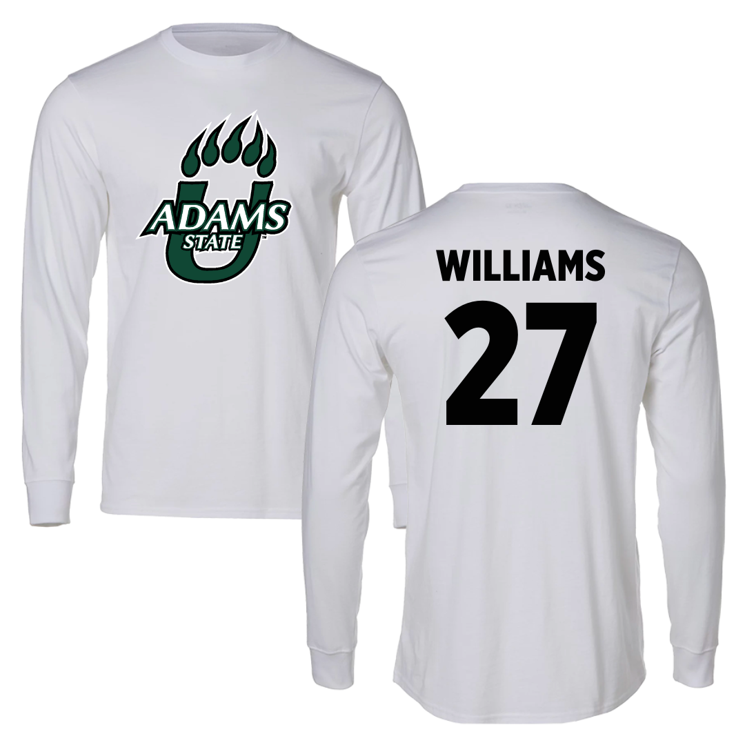 Adams State University Basketball White Long Sleeve  - #27 Destan Williams