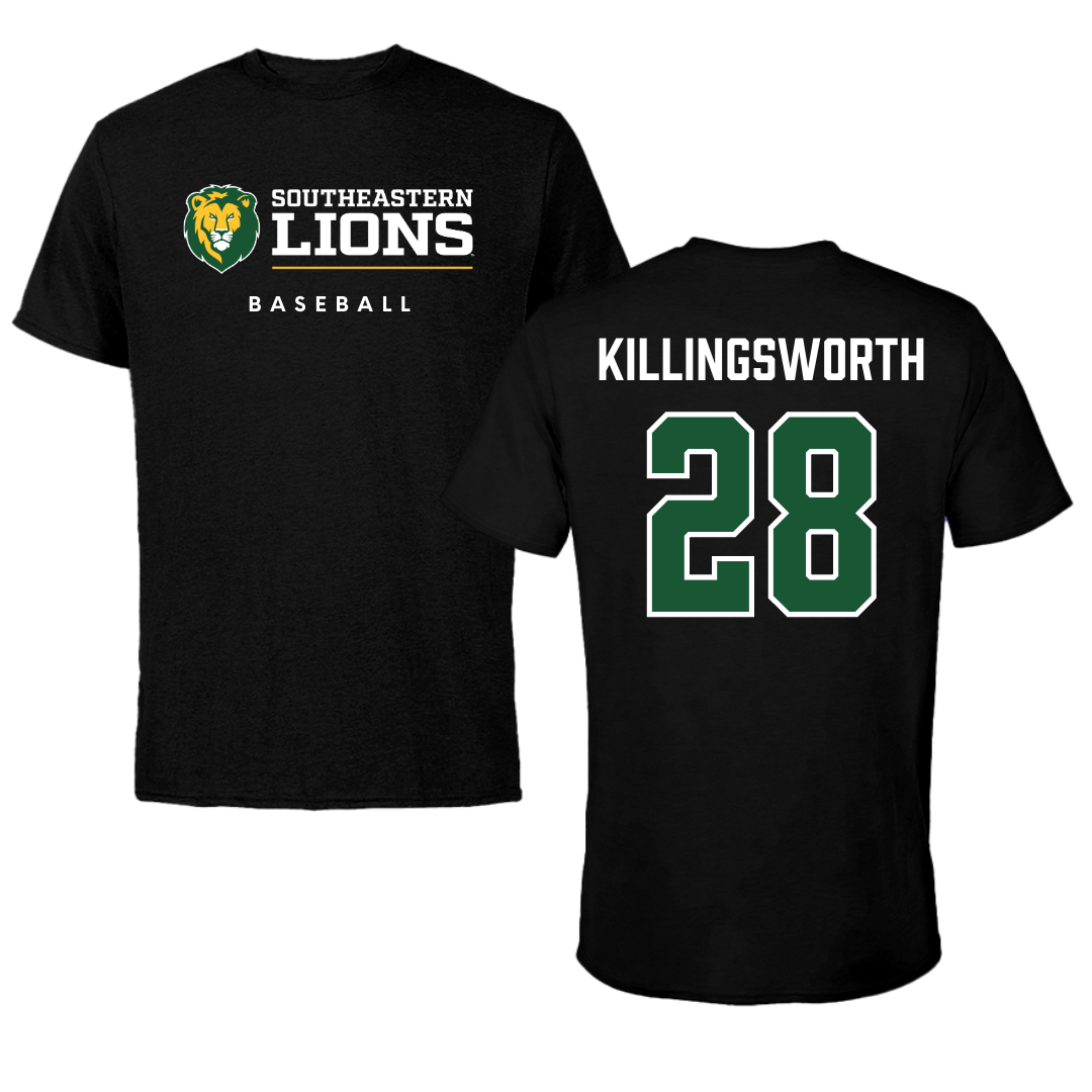 Camiseta negra de béisbol de la Universidad Southeastern Louisiana - #28 Jake Killingsworth