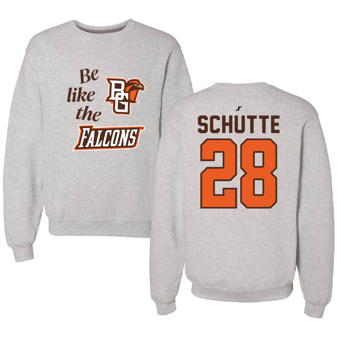 Bowling Green State University Soccer Light Gray Be Like Us Crewneck - #28 Will Schutte