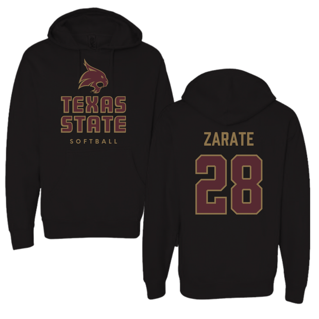 Texas State University Softball Black Hoodie  - #28 Katarina Zarate