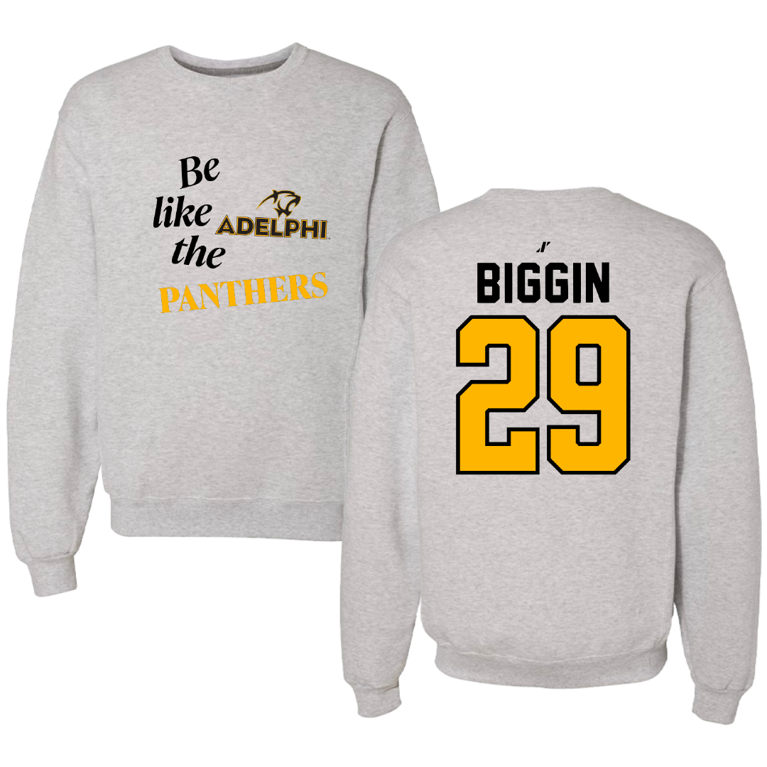 Adelphi University Field Hockey Light Gray Be Like Us Crewneck - #29 Emiline Biggin