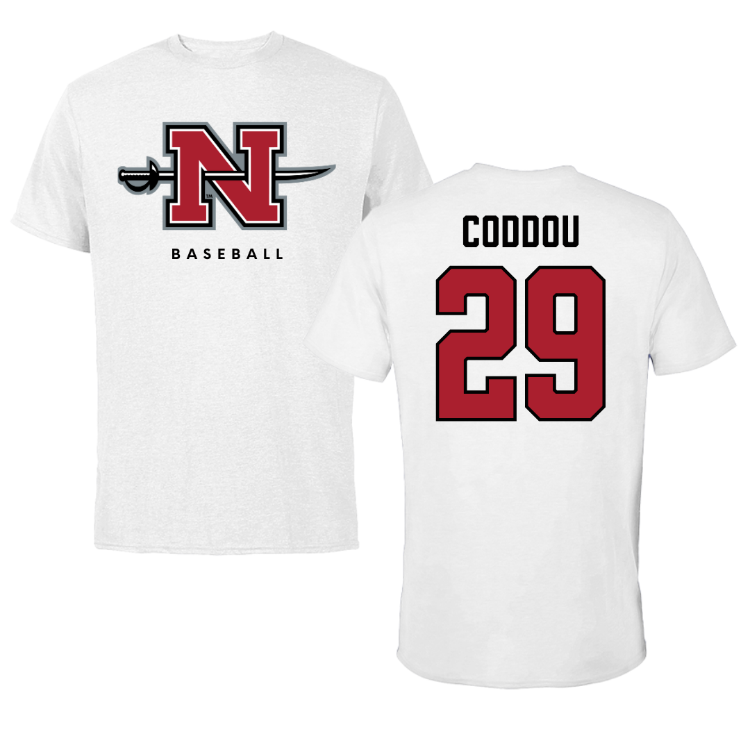 Nicholls State University Baseball White Tee  - #29 Parker Coddou