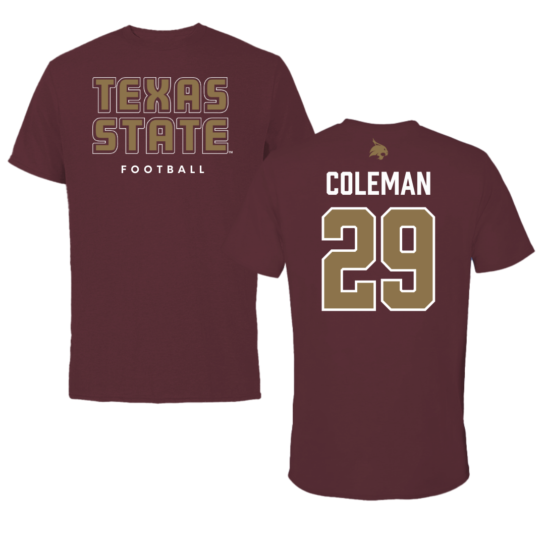 Texas State University Football Maroon Tee  - #29 Caleb Coleman