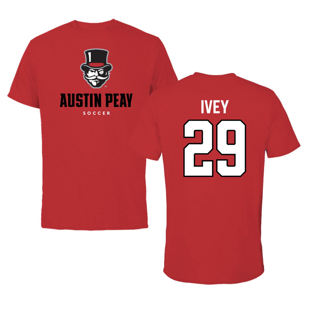 Austin Peay State University Soccer Red Mascot Tee - #29 Ashtyn Ivey