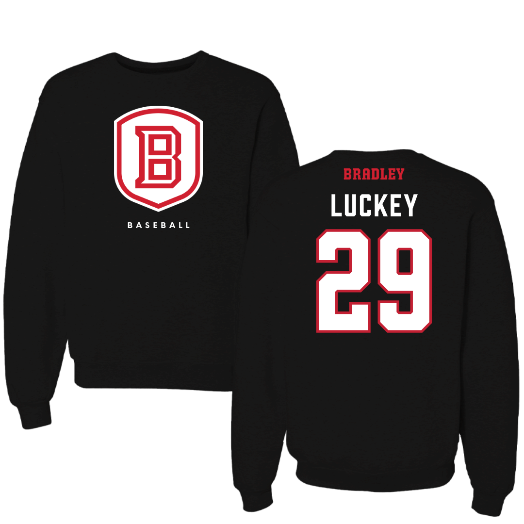 Bradley University Baseball Black Crewneck  - #29 Cole Luckey