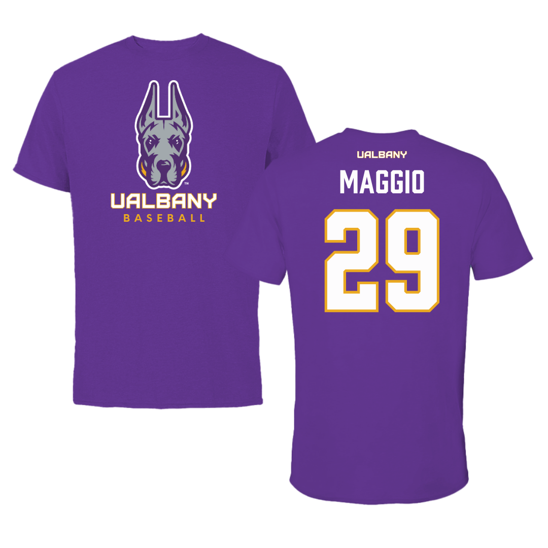 University at Albany Baseball Purple Tee  - #29 Michael Maggio