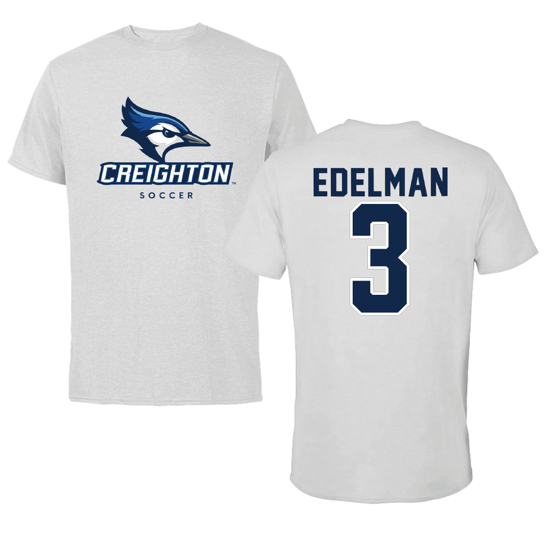 Creighton University Soccer Light Gray Performance Tee - #3 Brian Edelman