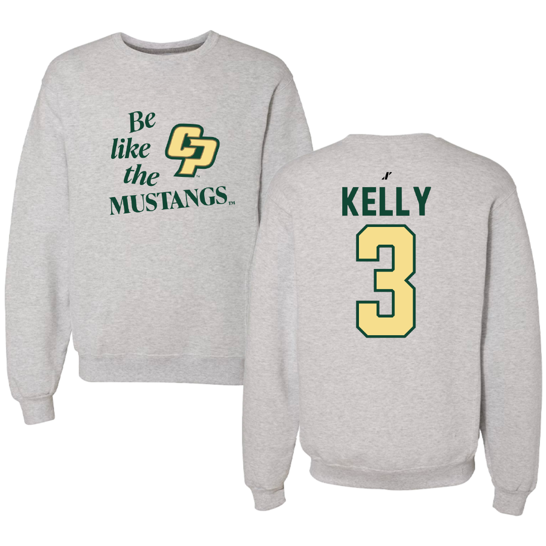 Cal Poly Football Light Gray Be Like Us Crewneck - #3 Bo Kelly