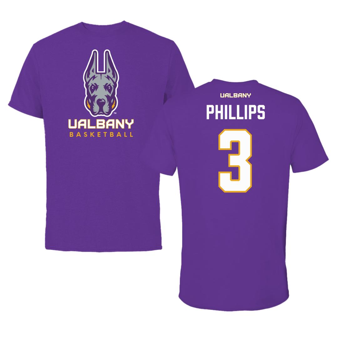 Camiseta morada de baloncesto de la Universidad de Albany - #3 Lilly Phillips