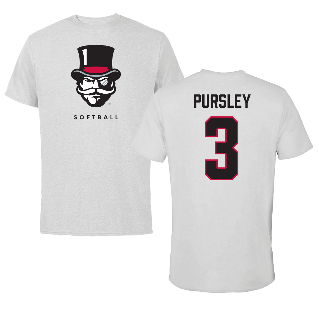 Austin Peay State University Softball Gray Mascot Tee - #3 Charley Pursley
