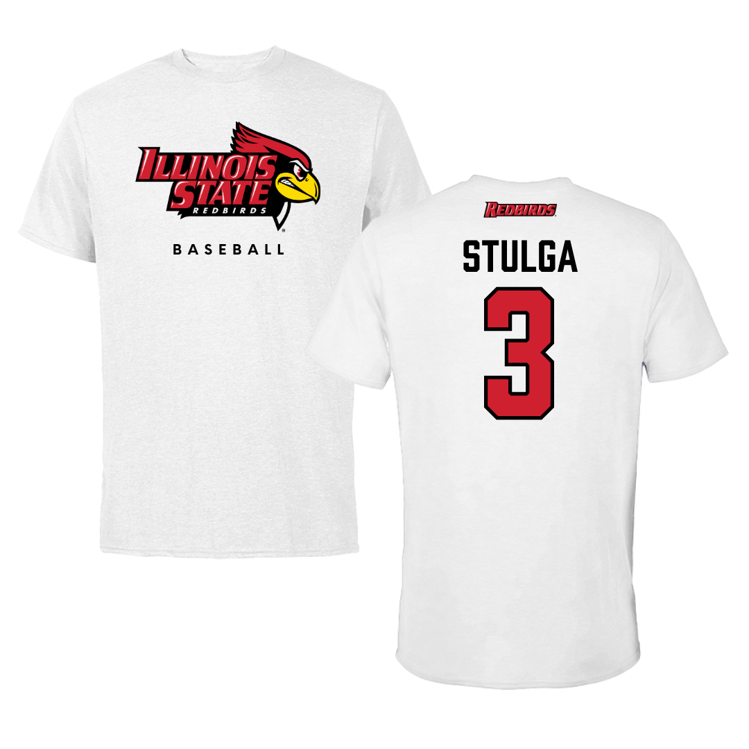 Illinois State University Baseball White Tee  - #3 Luke Stulga