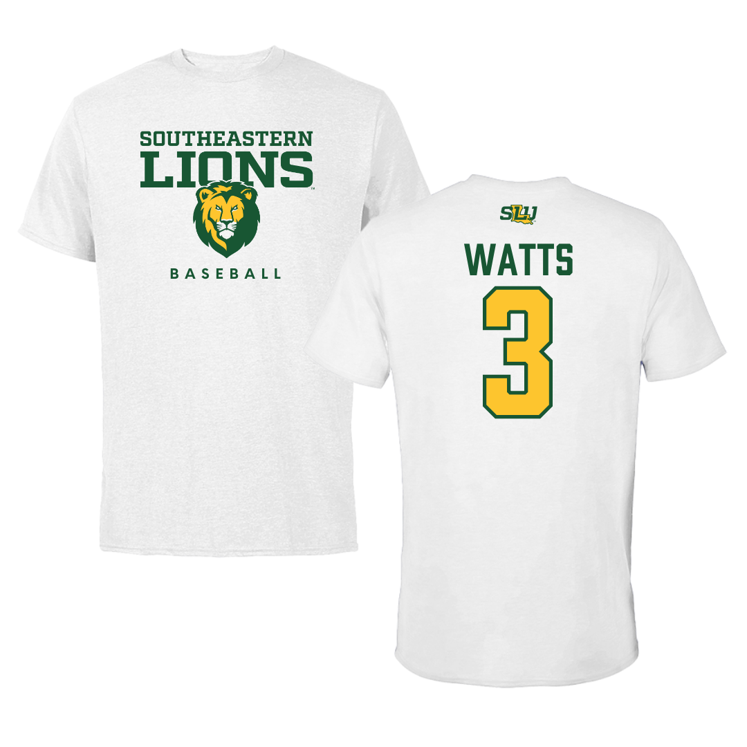 Southeastern Louisiana University Baseball White Tee  - #3 Dane Watts