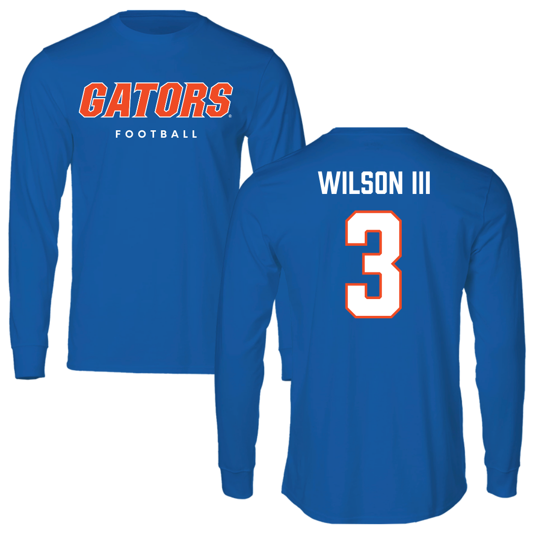 University of Florida Football True Royal Block Long Sleeve - #3 Eugene Wilson III