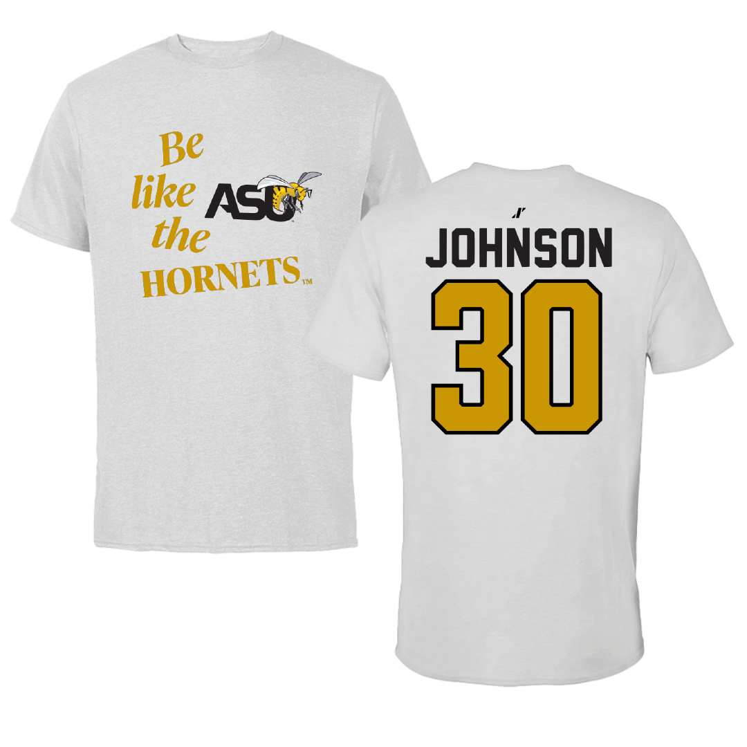 Alabama State University Football Light Gray Be Like Us Tee - #30 Ethan Johnson