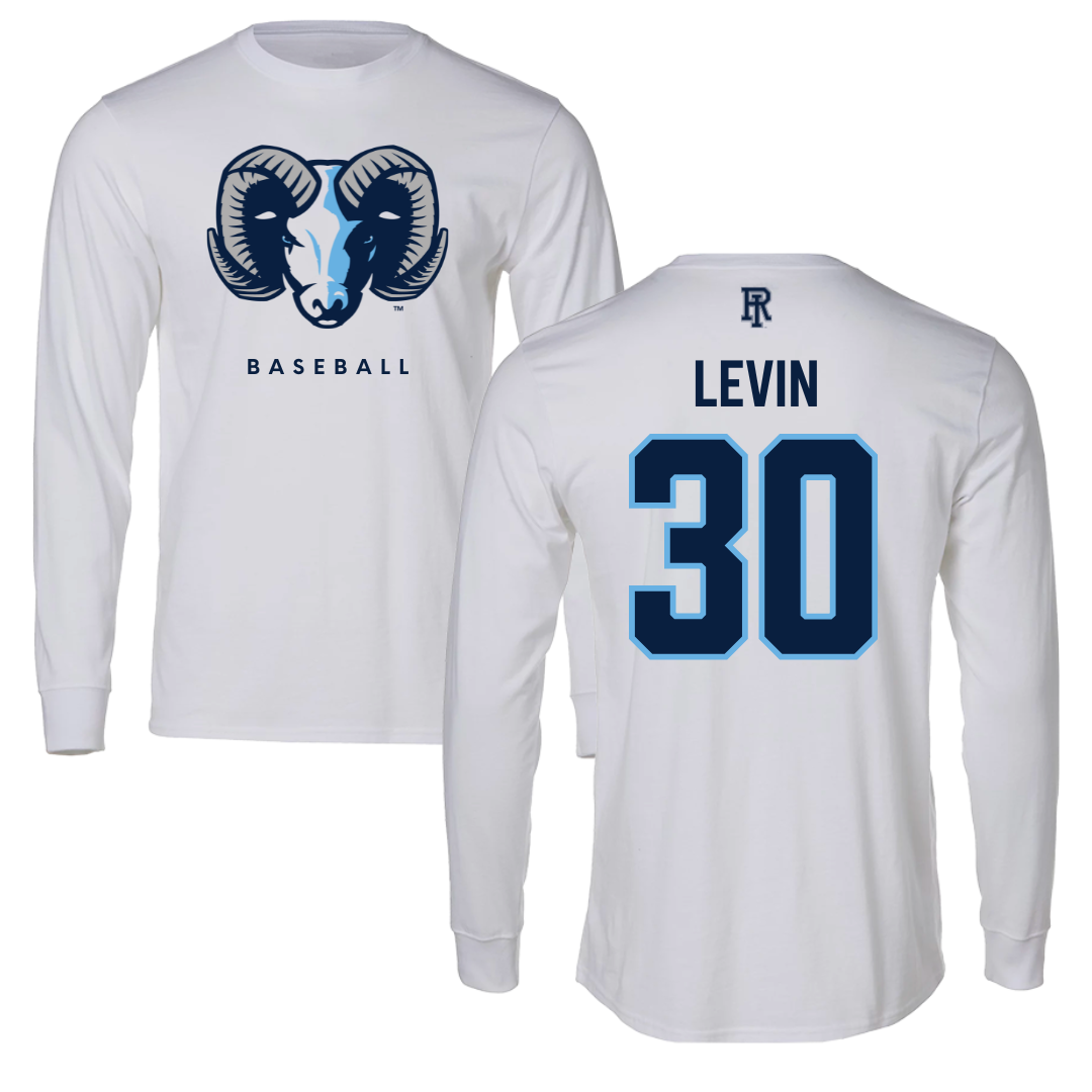University of Rhode Island Baseball White Long Sleeve  - #30 Brody Levin