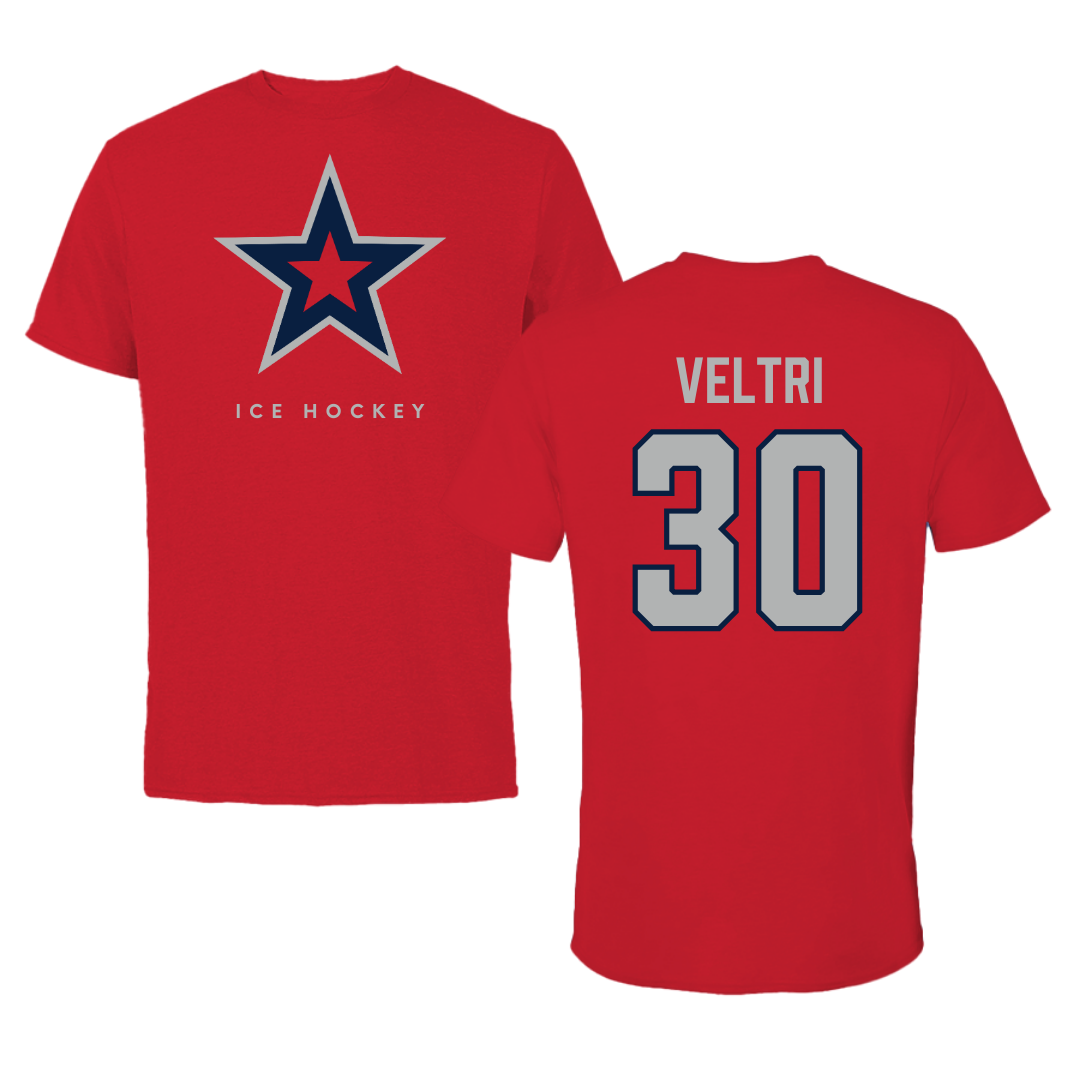 Robert Morris University Ice Hockey Red Tee  - #30 Chad Veltri