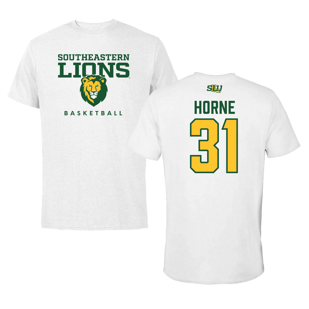Southeastern Louisiana University Basketball White Tee  - #31 Alexius Horne