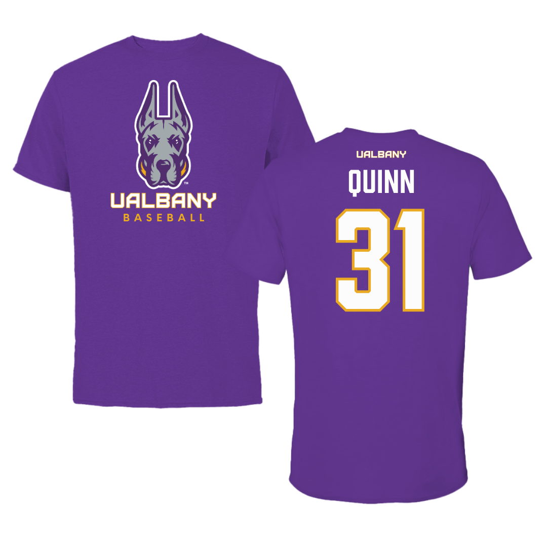 University at Albany Baseball Purple Tee  - #31 Thomas Quinn