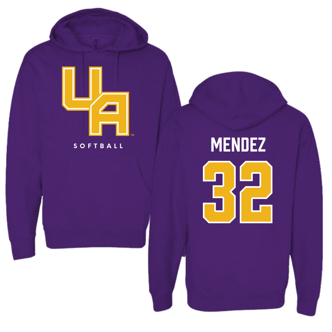 Sudadera con capucha morada de Softbol de la Universidad de Albany - #32 Natasha Méndez