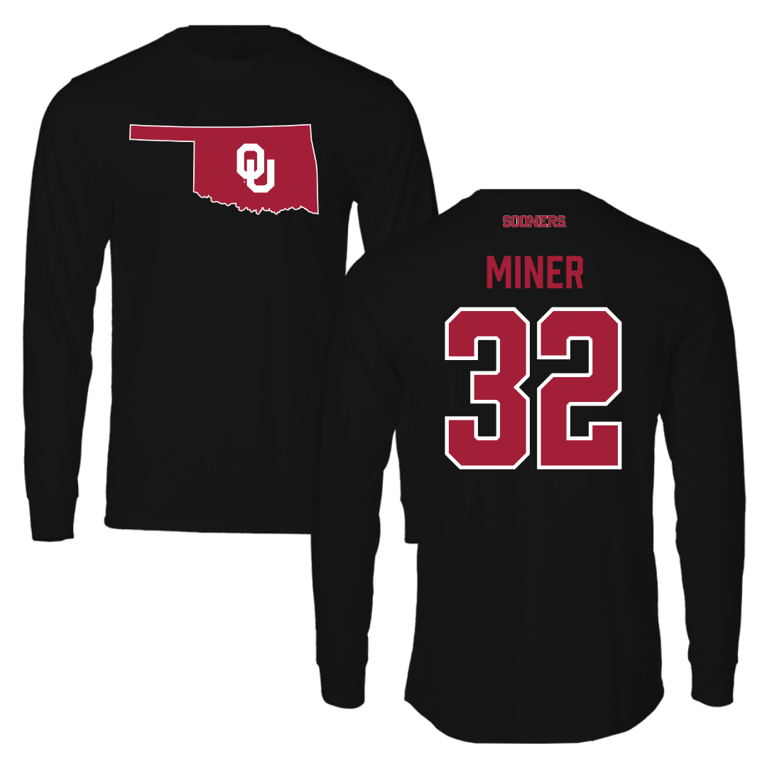 University of Oklahoma Baseball Black Long Sleeve  - #32 Jace Miner