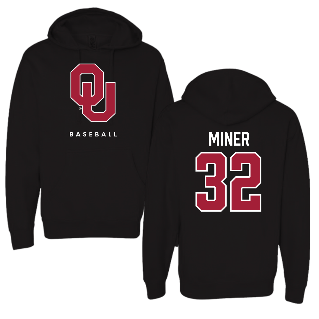 Sudadera con capucha negra de béisbol de la Universidad de Oklahoma - #32 Jace Miner