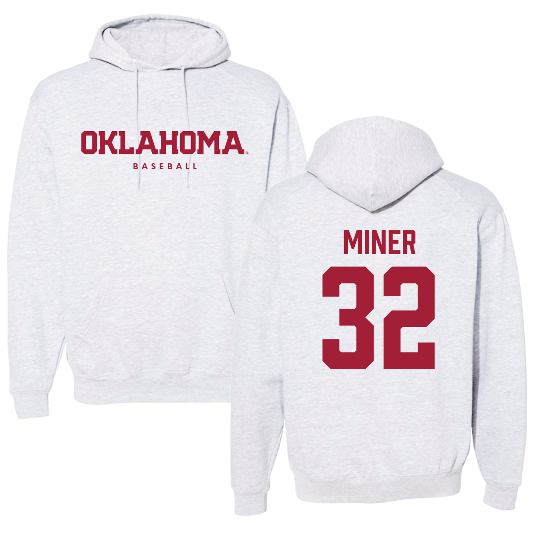 University of Oklahoma Baseball Gray Hoodie  - #32 Jace Miner