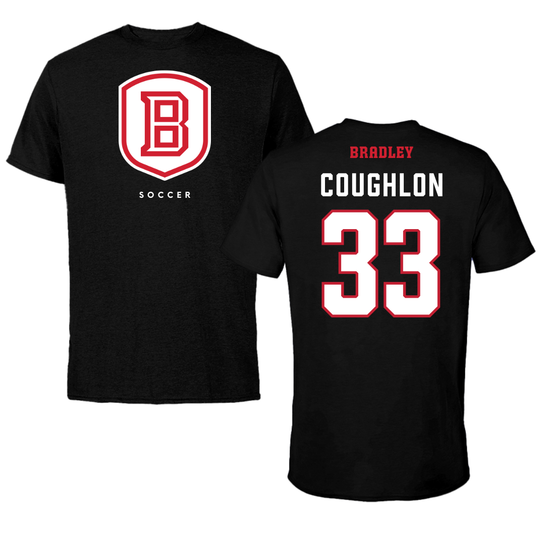 Bradley University Soccer Black Shield Tee - #33 Mitch Coughlon