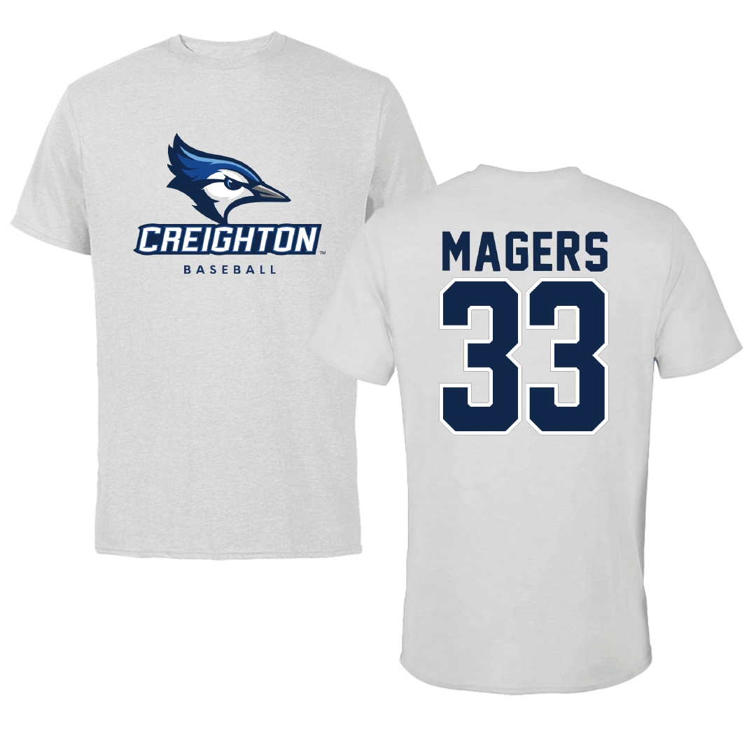 Creighton University Baseball Light Gray Tee - #33 Wilson Magers