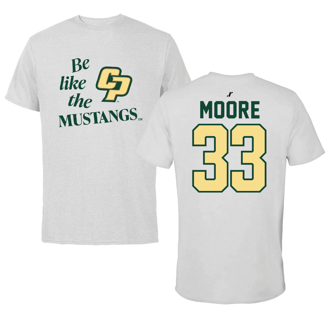 Cal Poly Football Light Gray Be Like Us Tee - #33 Spencer Moore