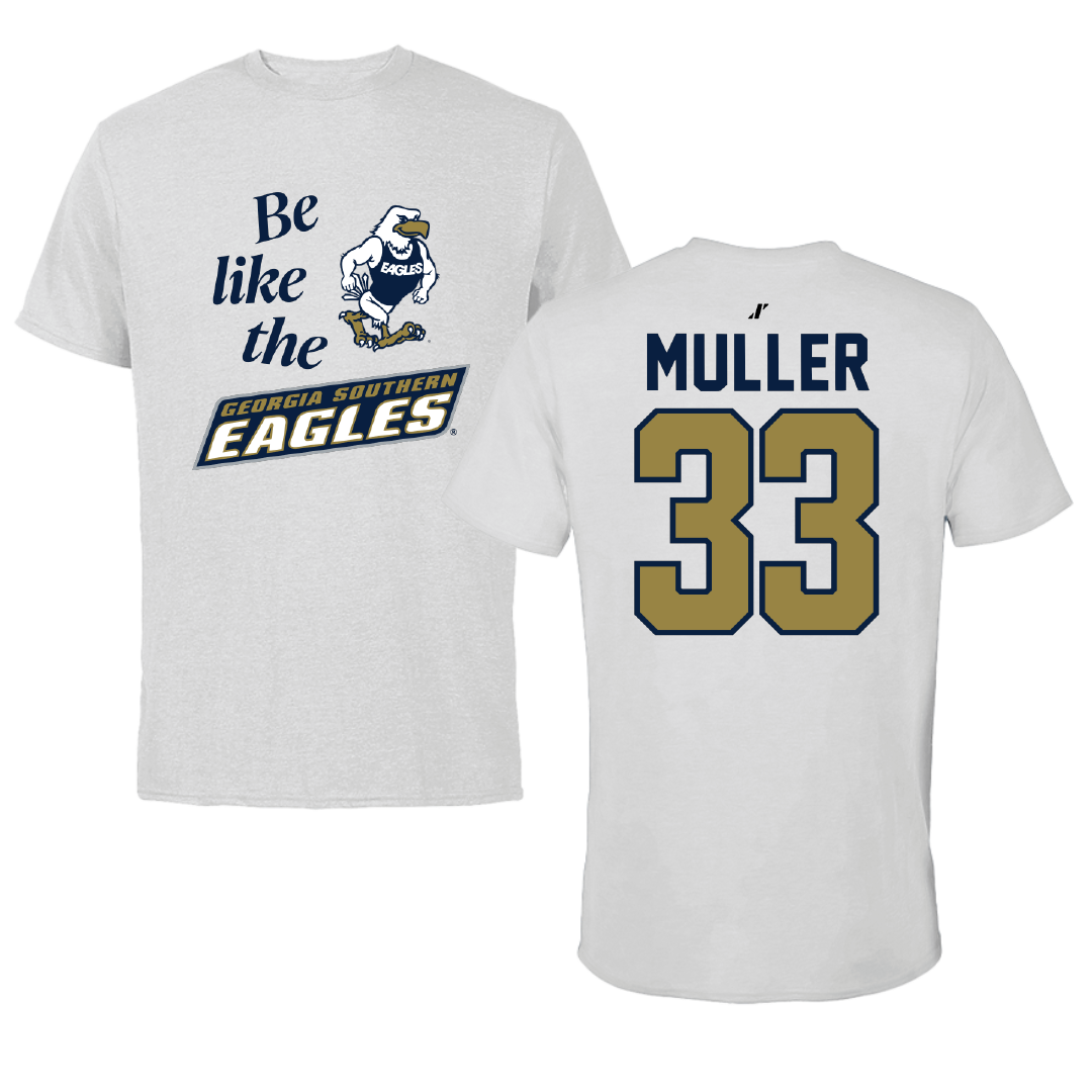 Georgia Southern University Soccer Light Gray Be Like Us Performance Tee - #33 Andrew Muller