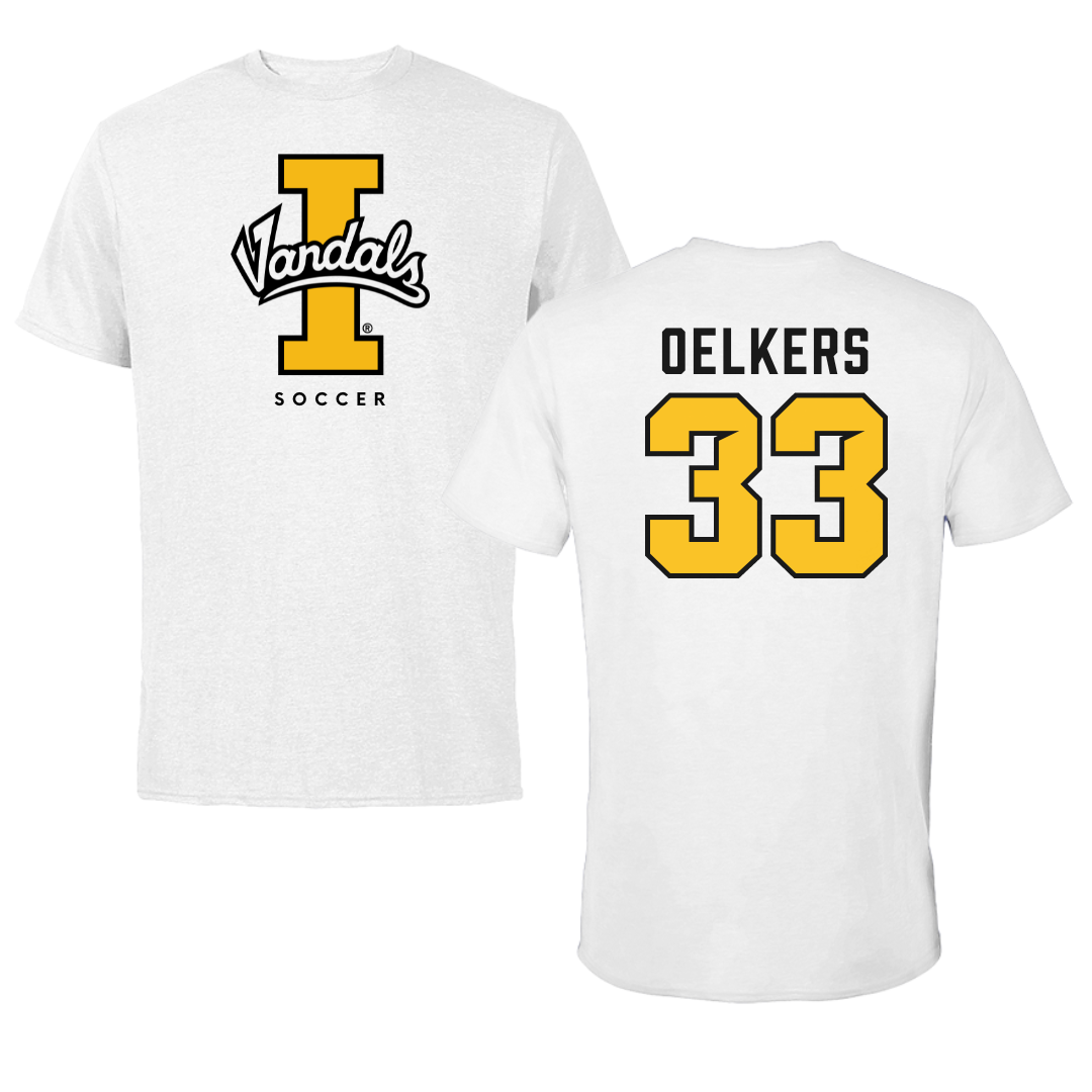 University of Idaho Soccer White Vandals Tee - #33 Payton Oelkers