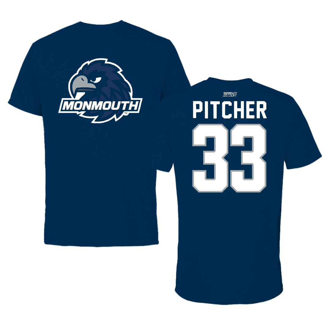 Monmouth University Lacrosse Navy Performance Tee - #33 Cole Pitcher