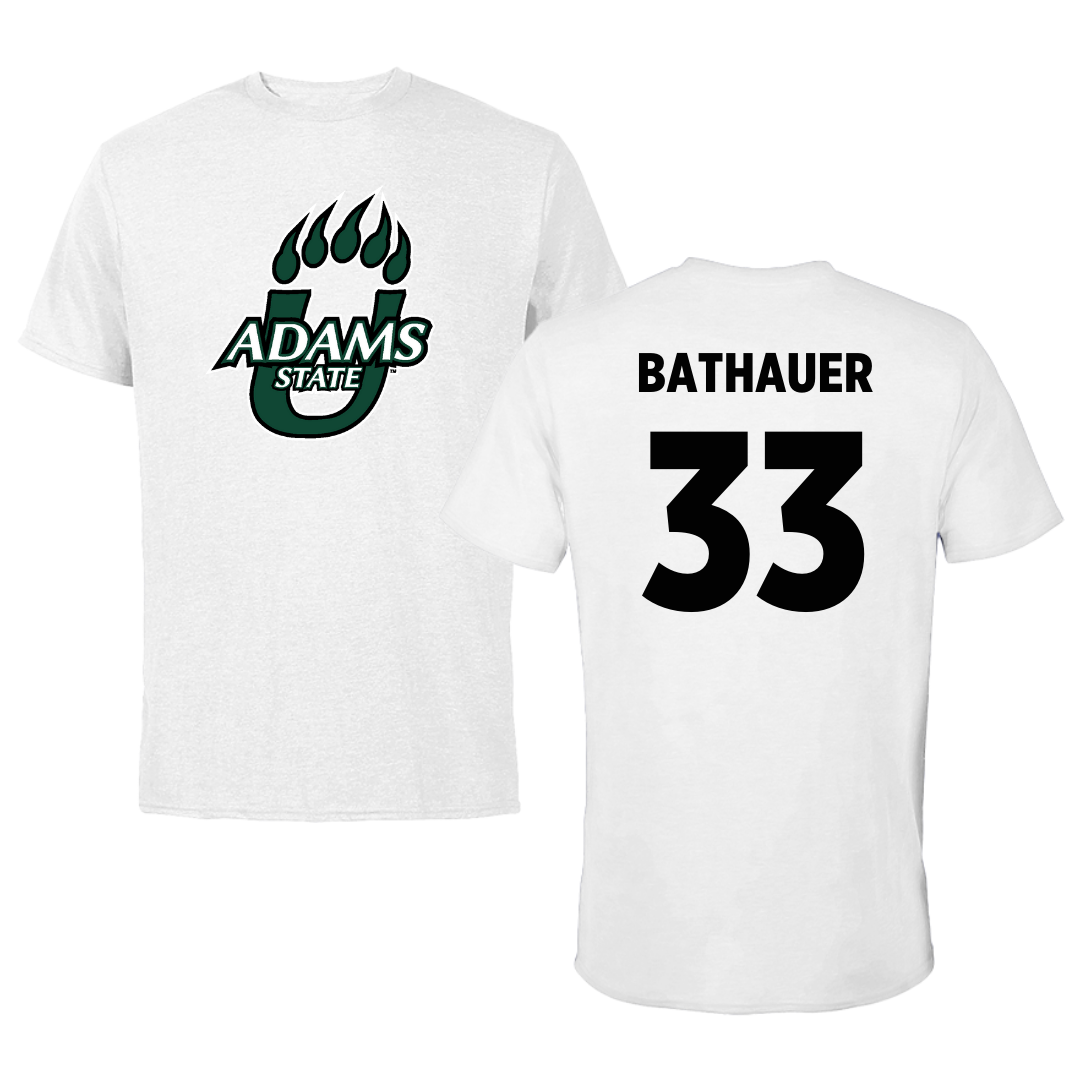 Adams State University Baseball White Tee  - #33 Matt Bathauer