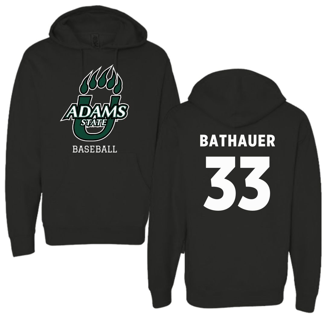 Adams State University Baseball Black Hoodie  - #33 Matt Bathauer