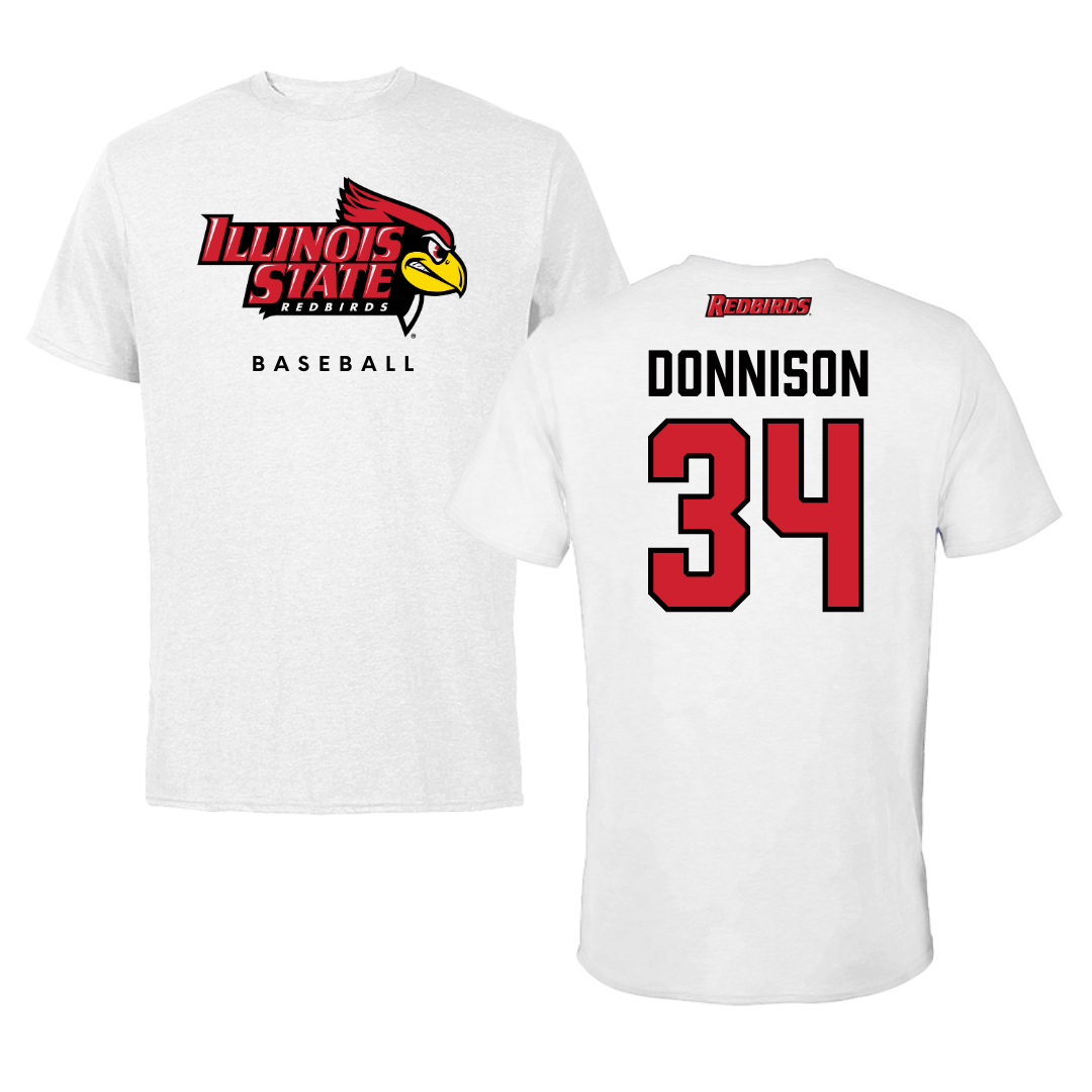 Illinois State University Baseball White Tee  - #34 Matthew Donnison