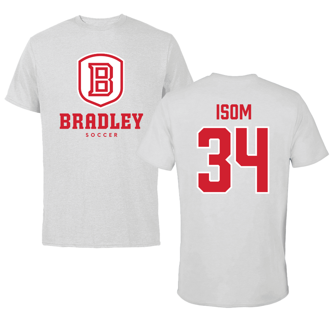 Bradley University Soccer Gray Tee - #34 Nathaniel Isom